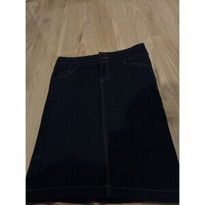 D. Jeans Size 12 Blue Jean Pencil Skirt Straight Midi Dark Wash Stretch 5 Pocket
